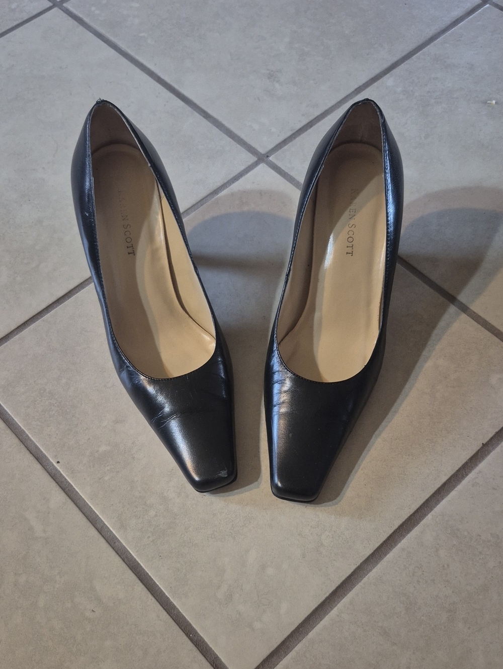 Karen Scott Black Leather Square-Toe Pumps